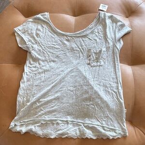 Hollister Light Gray Short Sleeve Tee w lace detail